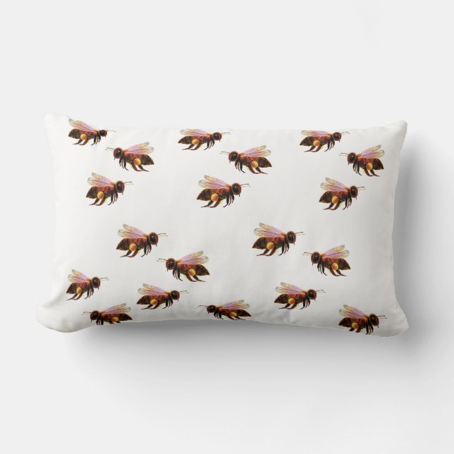 Honey Bees Flying  Lumbar Pillow (Front)