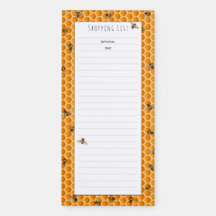 Honey Bees Gold Honeycomb Shopping List Magnetic Notepad