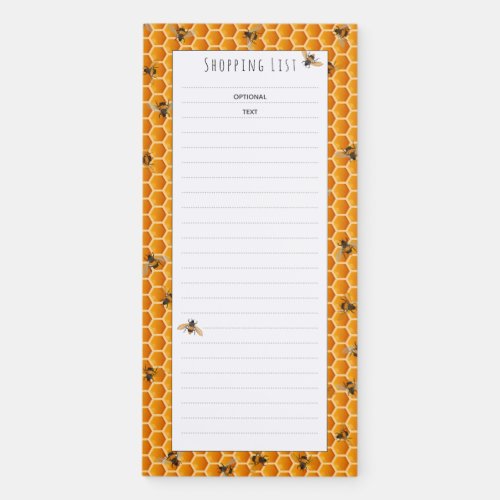 Honey Bees Gold Honeycomb Shopping List Magnetic Notepad