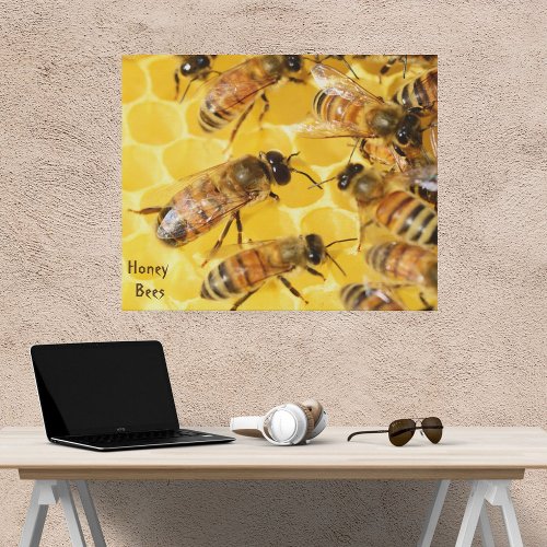 Honey Bees Hive Close Up  Faux Canvas Print