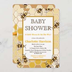 Honey Bees & Honey Comb Neutral Baby Shower Invitation