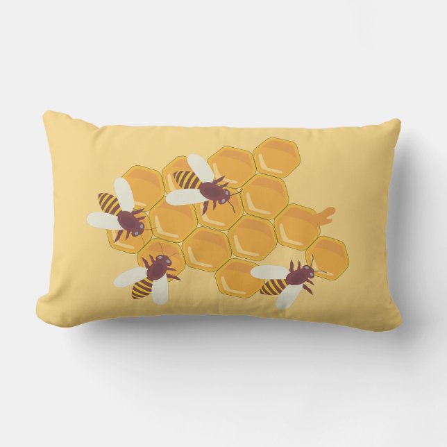 Honey Bees & Honey Lumbar Pillow (Front)