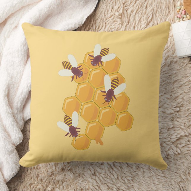 Honey Bees & Honey Throw Pillow (Blanket)