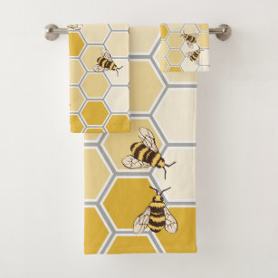 Bumblebee, bee art, bee design, minimalist bee honey Hand & Bath Towel by  SurenArt