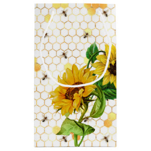 Honey Bees & Honeycomb Pattern Small Gift Bag