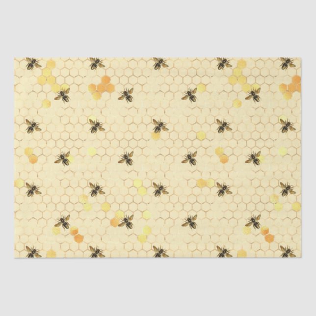  Honey Bees & Honeycomb Pattern Tissue Paper (Front)