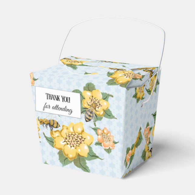 Honey Bees Honeycomb Shower Favor Boxes (Front Side)