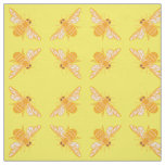 Honey bees in diamond pattern on bright yellow fabric