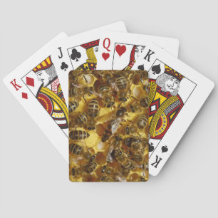 Honey Bees in Hive with Queen in Middle Poker Cards