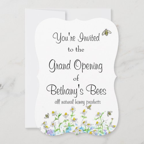 Honey Bees Invitation Chamomile Flower Garden Art