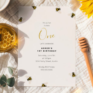 Honey Bees Kids 1st Birthday Invitation