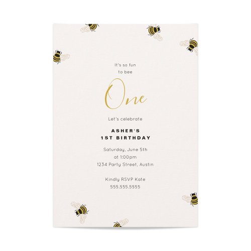 Honey Bees Kids 1st Birthday Invitation
