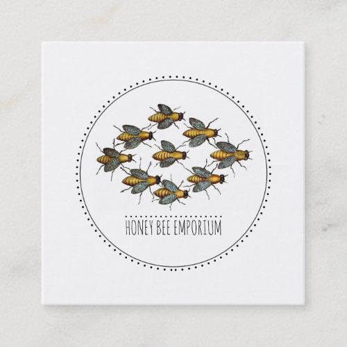 Honey Bees Logo Apiary Beekeeper Square Business Card