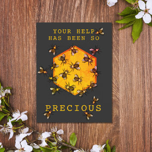 Honey Bees Modern Black Customizable Thank You Postcard