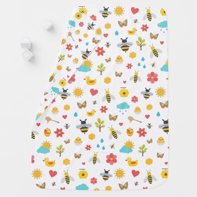 Honey Bees | Nature | Spring Inspired | Cute Baby Blanket (In Situ)
