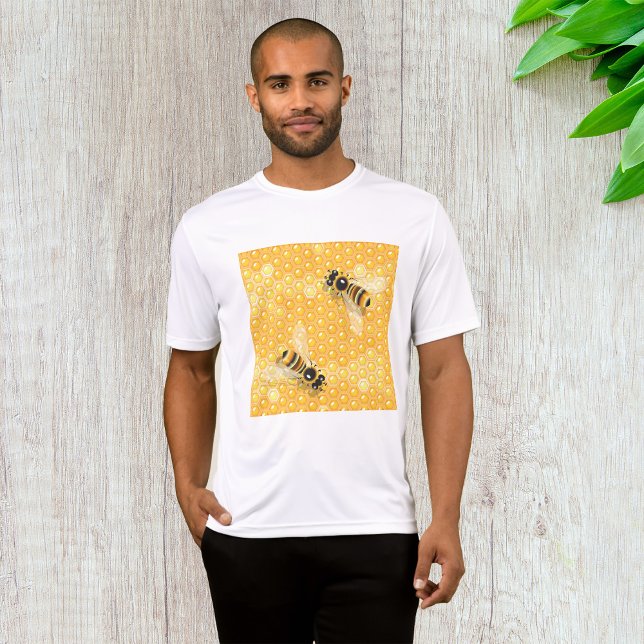 Honey Bees on Bright Honeycomb Pattern  T-Shirt (Creator Uploaded)