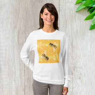 Honey Bees on Bright Honeycomb Pattern  T-Shirt