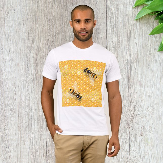 Honey Bees on Bright Honeycomb Pattern  T-Shirt (Creator Uploaded)