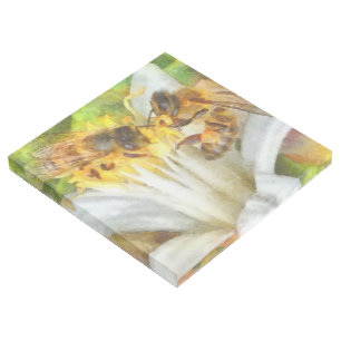 Honey Bees On Lemon Blossom Watercolor Art