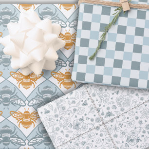Honey Bees Pattern Matching Set Wrapping Paper Sheets
