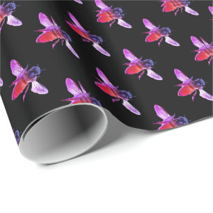 Honey Bee's  pink purple insect Wrapping Paper