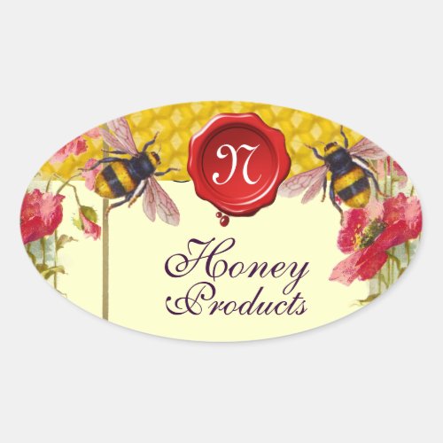 HONEY BEESPOPPIESRED WAX SEAL BEEKEEPER MONOGRAM