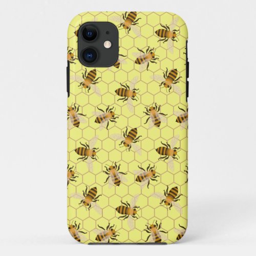 Honey Bees Save the bees Bees pattern iPhone 11 Case
