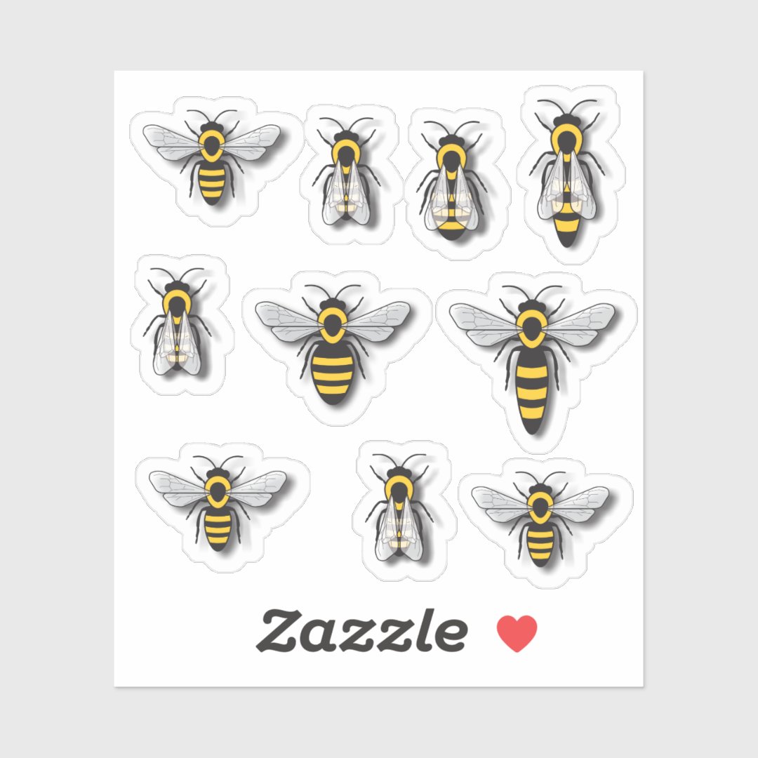 30 Personalized Bumble Bee Stickers - Honey Bee Labels, Tags, Handmade, Yellow