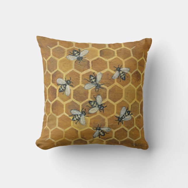 Honey Bees Throw Pillow (Front)