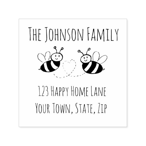 Honey Bees with Heart Address Stamp