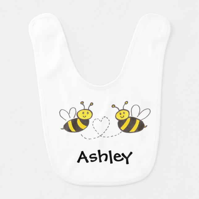 Honey Bees with Heart Baby Bib (Front)