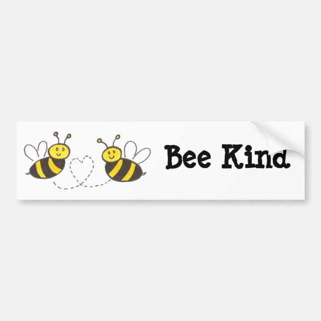 Honey Bees with Heart Bee Kind Bumper Sticker (Front)