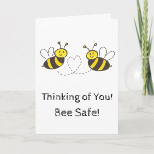 Honey Bees with Heart Bee Safe Shelter in Place Card