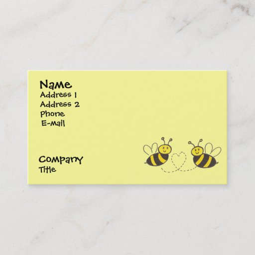 Customizable Honey Bees with Heart Business Card Template