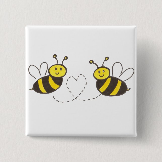 Honey Bees with Heart Button (Front)