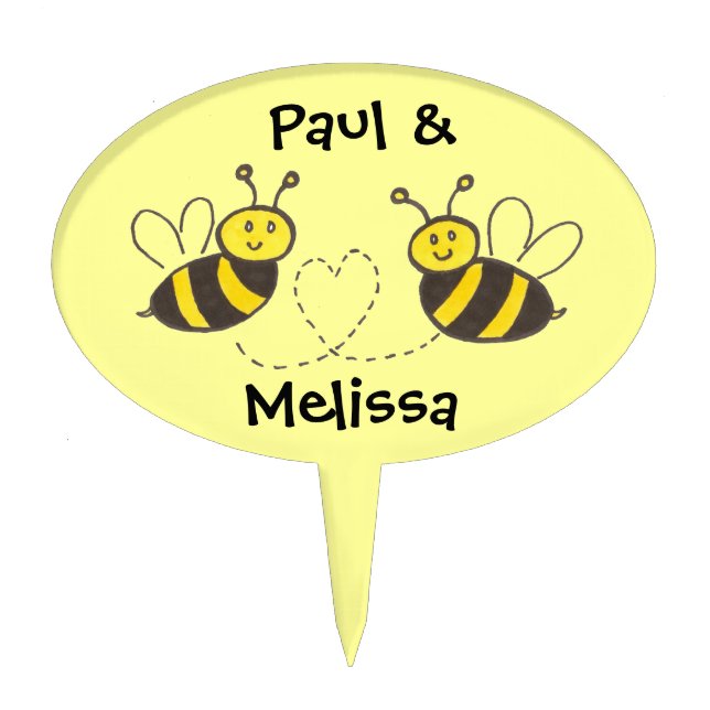 Honey Bees with Heart Cake Topper (Front)