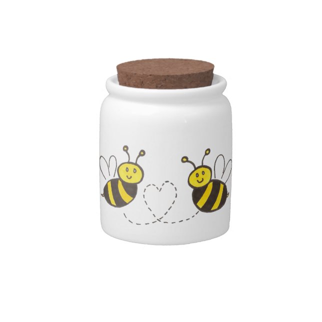 Honey Bees with Heart Candy Jar (Front)