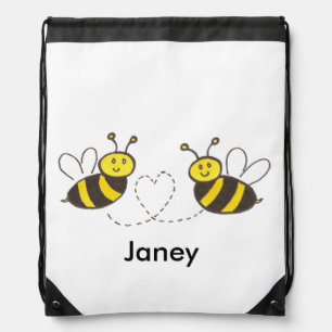 Honey Bees with Heart Drawstring Bag