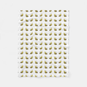 Honey Bees with Heart Fleece Blanket
