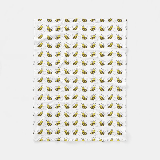 Honey Bees with Heart Fleece Blanket (Front)