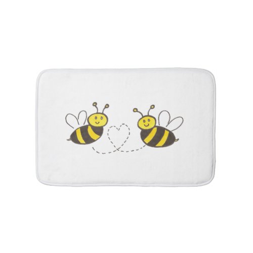 Honey Bees with Heart for your Bathroom Bath Mat