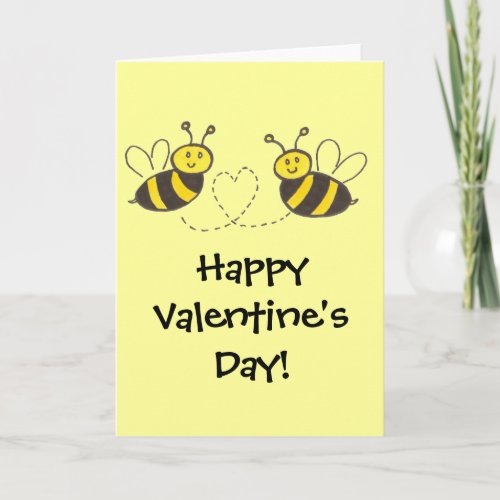 Honey Bees with Heart Happy Valentines Day Holiday Card