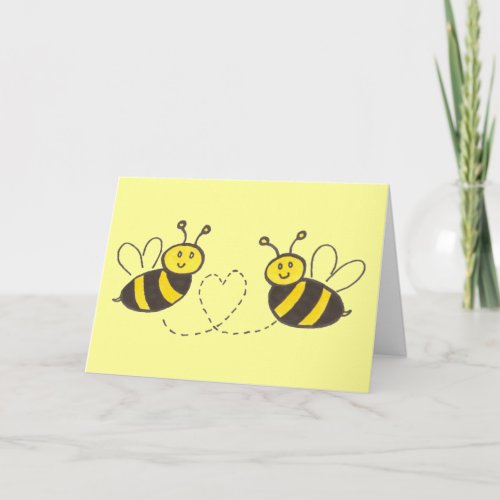 Honey Bees with Heart Happy Valentines Day Holiday Card