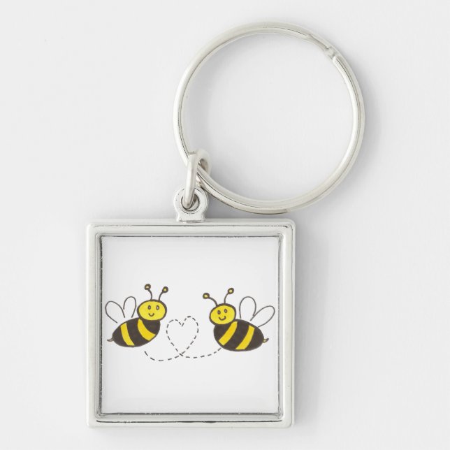 Honey Bees with Heart Keychain (Front)