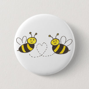 Honey Bees with Heart Pinback Button