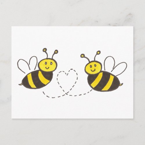 Honey Bees with Heart Postcard