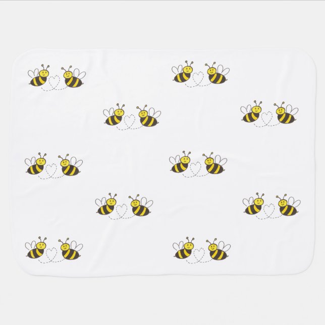 Honey Bees with Heart Receiving Blanket (Horizontal)