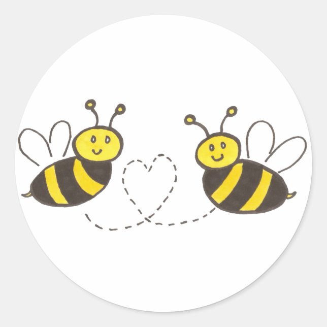Honey Bees with Heart Round Sticker (Front)