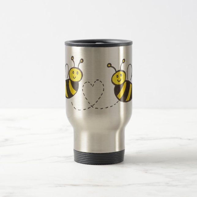 Honey Bees with Heart Travel Mug (Center)
