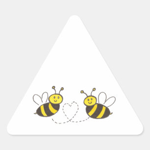 Honey Bees with Heart Triangle Sticker